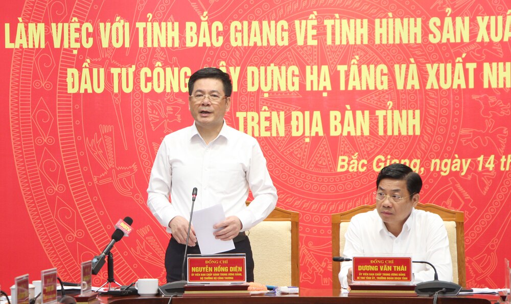 bắc giang, bộ thông thương, khó khăn, vướng mắc, sản xuất, kinh doanh, đầu tư, đồng chí Nguyễn Hồng Diên