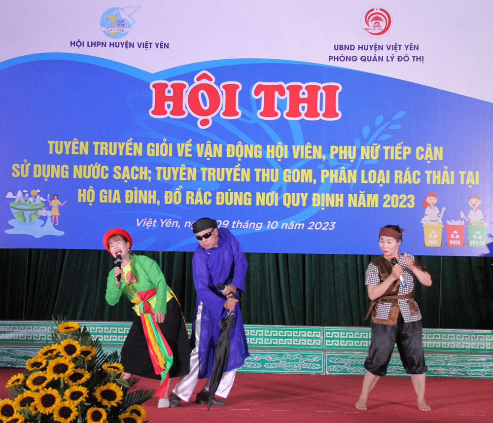 Hội LHPN, Hội thi, tuyên truyền viên giỏi, sử dụng nước sạch, môi trường, Việt Yên