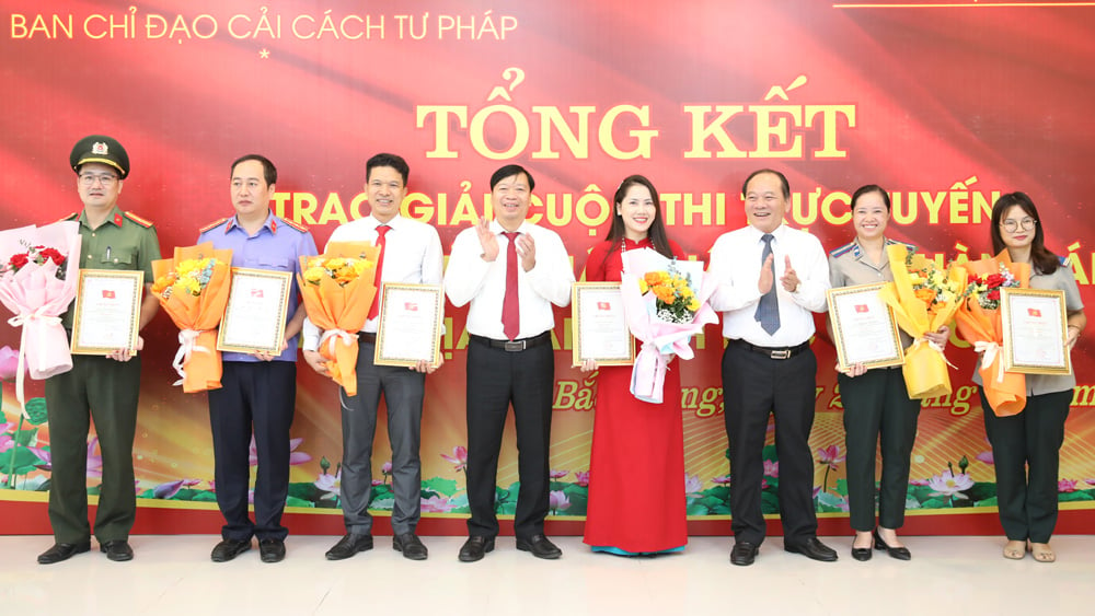 Bắc Giang, 11 tập thể, và 15 cá nhân, đoạt giải, cuộc thi trực tuyến, “Tìm hiểu quy định, của pháp luật, về thi hành án dân sự”