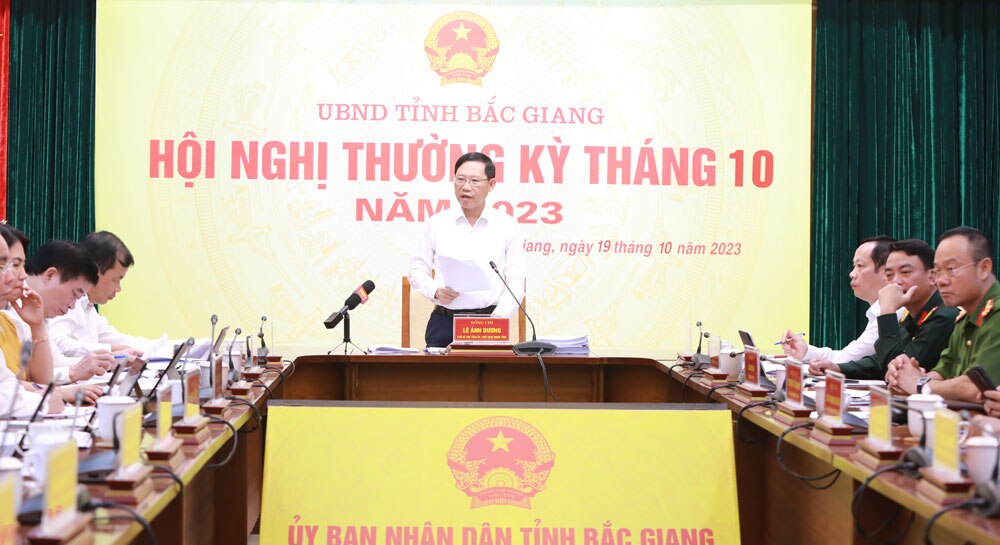 Bắc Giang, họp thường kỳ, Chủ tịch, Lê Ánh Dương, chỉ đạo, hoàn thành, tăng trưởng kinh tế, năm 2023