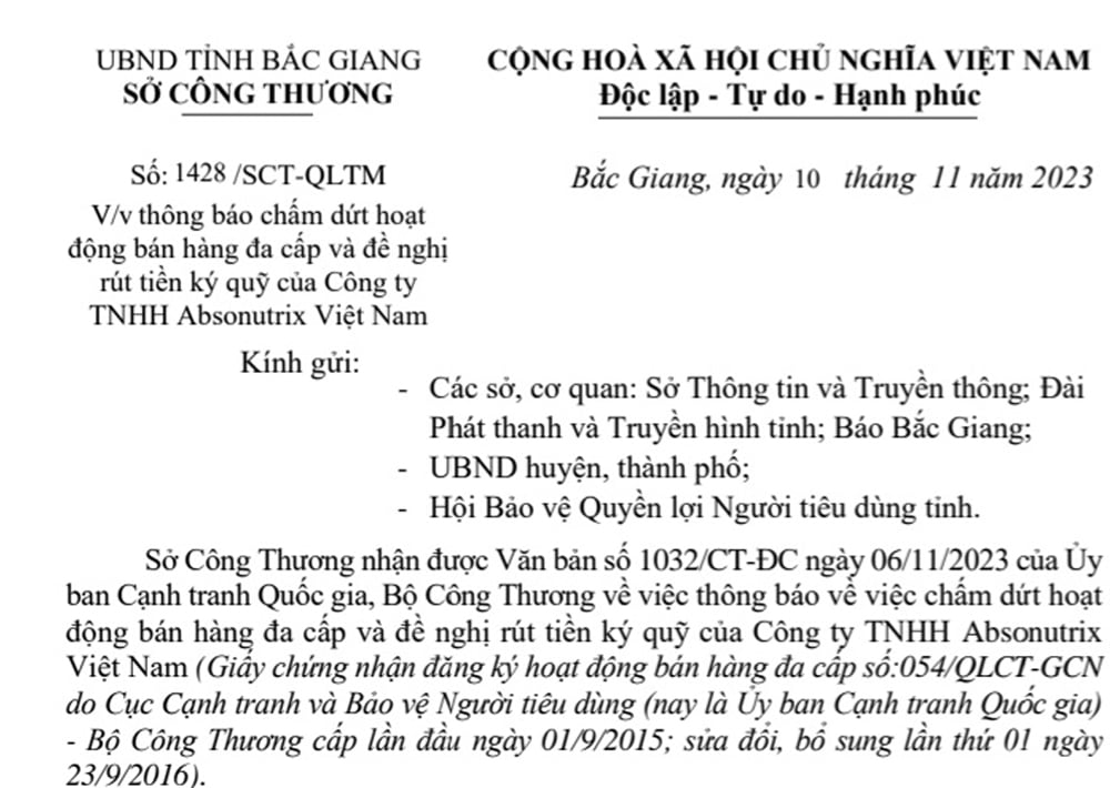 bán hàng, đa cấp, bắc giang, Absonutrix.