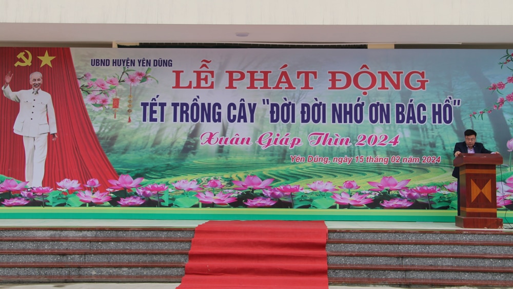 Huyện Yên Dũng, trồng 700.000 cây, Xuân Giáp Thìn 2024, Tết trồng cây