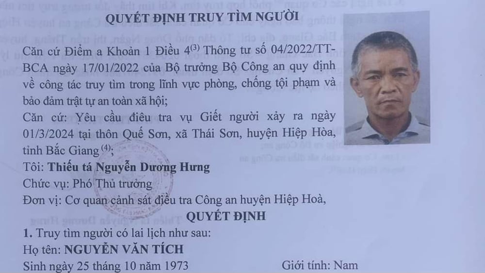 Bắc Giang đâm  vợ, mẹ vợ , nguyễn văn tích, thái sơn, hiệp hoà