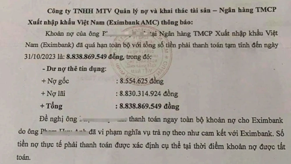 Vụ vay thẻ Eximbank 8,5 triệu thành nợ 8,8 tỷ đồng, Thanh tra vào cuộc,