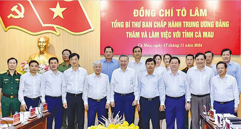 Tổng Bí thư Tô Lâm thăm và làm việc với tỉnh Cà Mau, tháng 11/2024 (Ảnh: Báo Cà Mau online)