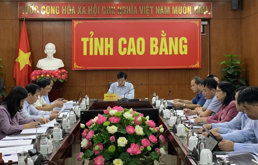 Các đại biểu dự hội nghị tại điểm cầu tỉnh Cao Bằng.