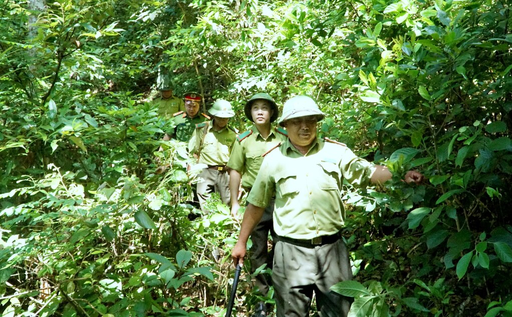 Hạt Kiểm lâm huyện Trung Khánh tăng cường tuần tra, kiểm soát, theo dõi tình hình diễn biến rừng.