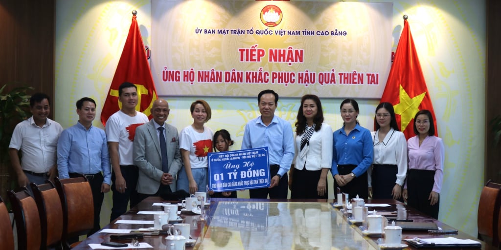 Ủy ban MTTQ tỉnh tiếp nhận sự ủng hộ từ Hiệp hội Doanh nhân Việt Nam ở nước ngoài và Hội mẹ Việt Nam tại Úc hỗ trợ tỉnh Cao Bằng  khắc phục hậu quả cơn bão số 3.