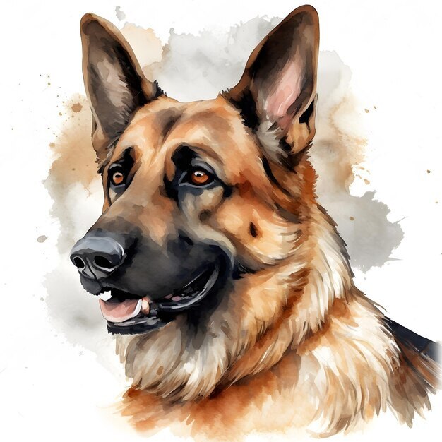 Premium AI Image | A watercolor painting of a german shepherd.