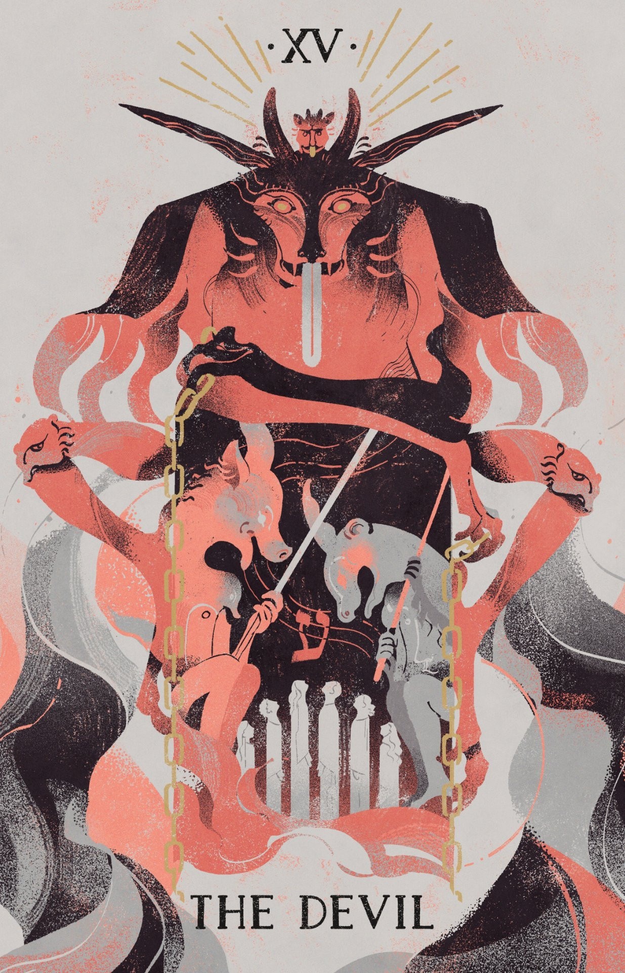 Comparative Tarot — The Devil. Art by Viv Tanner and Eli Baum, from...