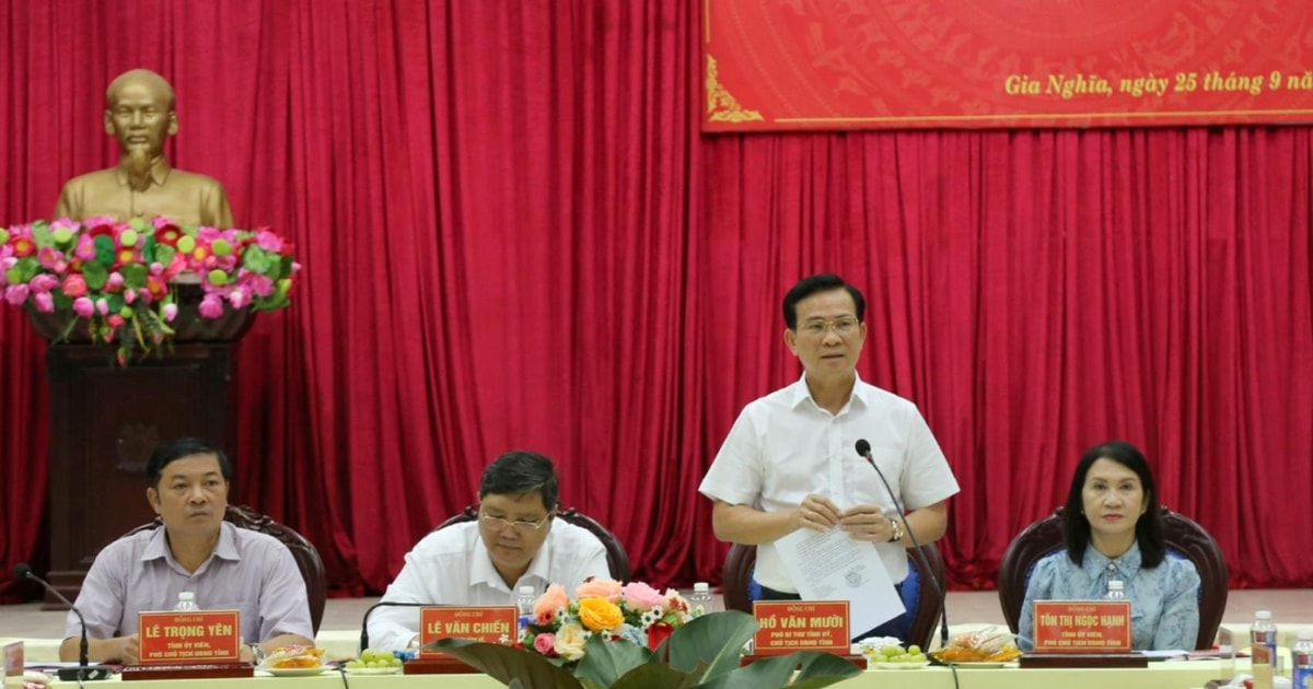 Les dirigeants du Comité populaire provincial de Dak Nong travaillent avec le Comité permanent du Comité du Parti de la ville de Gia Nghia