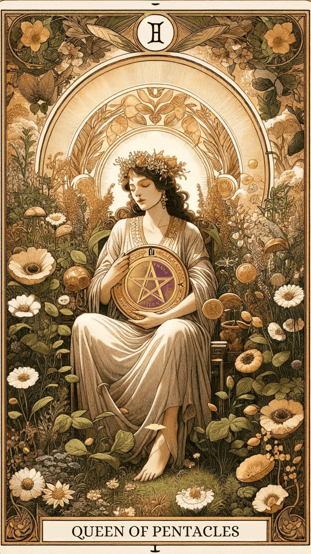 Queen of Pentacles Tarot Card Meaning - Nurturing Abundance