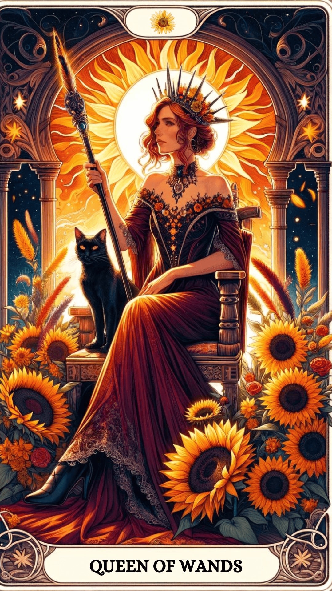 Ý nghĩa lá bài Queen of Wands trong bộ bài Tarot 2023