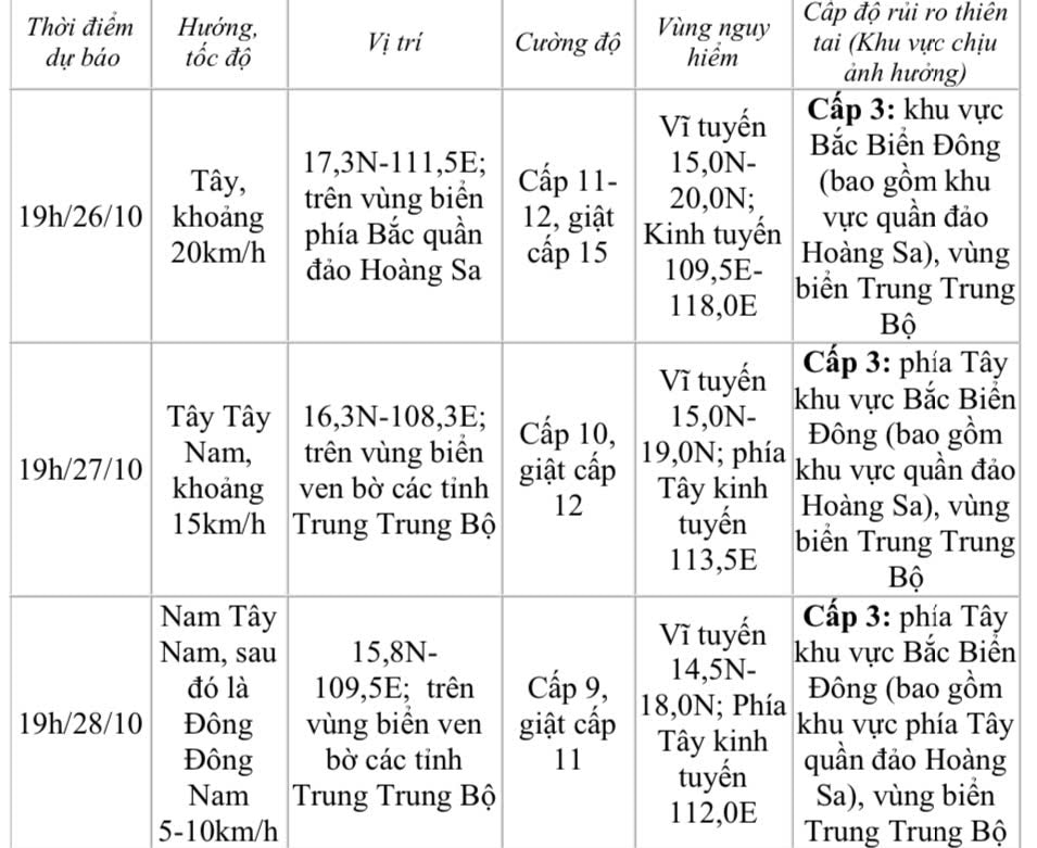 Dự báo diễn biến bão