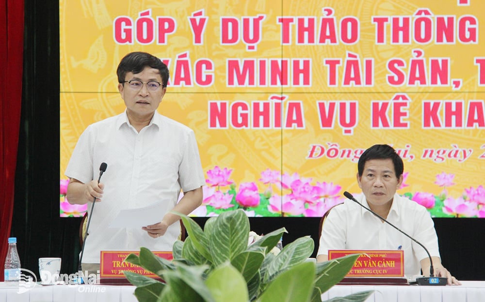 Ông Trần Đăng Vinh, Vụ trưởng Vụ Pháp chế (Thanh tra Chính phủ) phát biểu tại hội nghị. Ảnh: Trần Danh