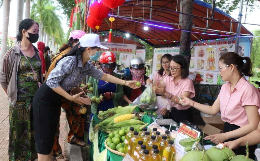 Du khách tham quan, mua sắm tại Ngày hội Du lịch Kbang năm 2024. Ảnh: N.M