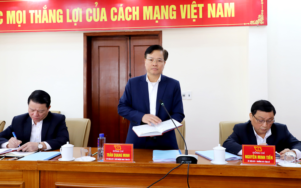 Chủ nhiệm UBKT Tỉnh ủy Trần Quang Minh phát biểu tại buổi làm việc