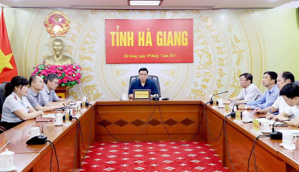 Phó Chủ tịch Thường trực UBND tỉnh Hoàng Gia Long chủ trì hội nghị tại điểm cầu Hà Giang