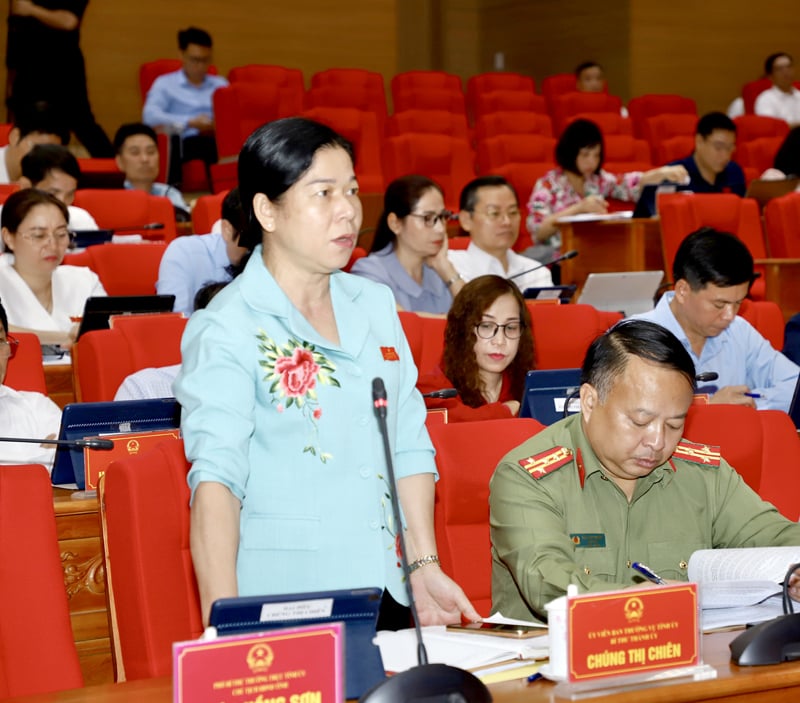 Bí thư Thành ủy Hà Giang Chúng Thị Chiên tham gia thảo luận