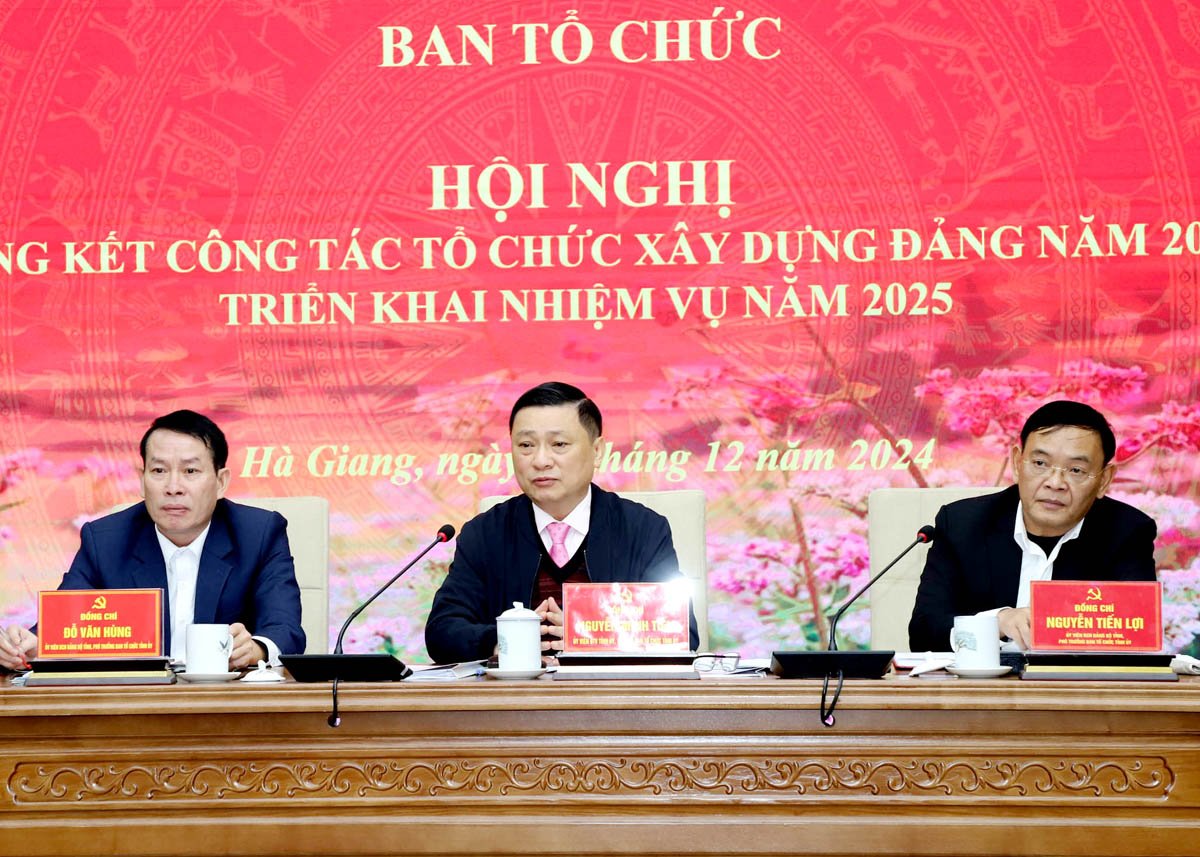 Các đồng chí lãnh đạo Ban Tổ chức Tỉnh ủy chủ trì hội nghị