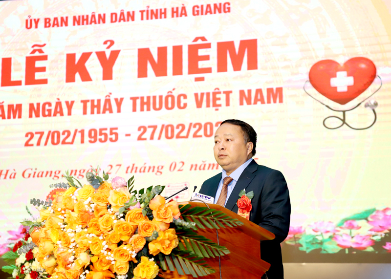 Phó Bí thư Tỉnh ủy, Chủ tịch UBND tỉnh Phan Huy Ngọc phát biểu tại lễ kỷ niệm.