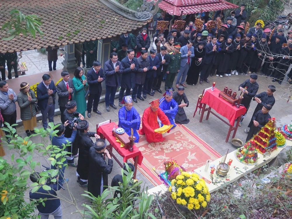 Đại tế lễ tại Lễ hội Đền Đuổm, huyện Phú Lương, tỉnh Thái Nguyên. (Ảnh minh họa: Thu Hằng/TTXVN)