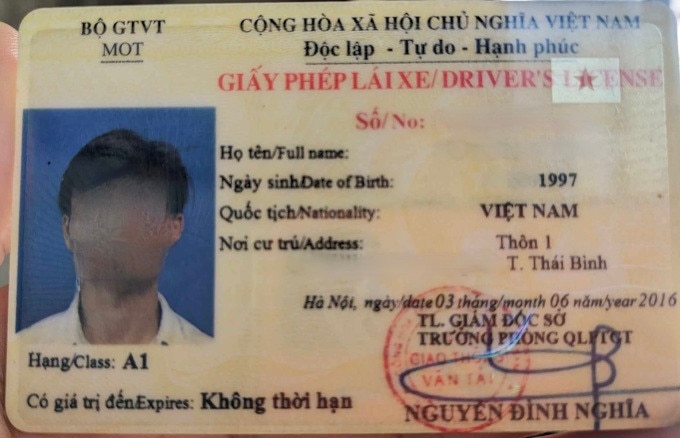 Giấy phép lái xe hạng A1. Ảnh: Nguyên Phong