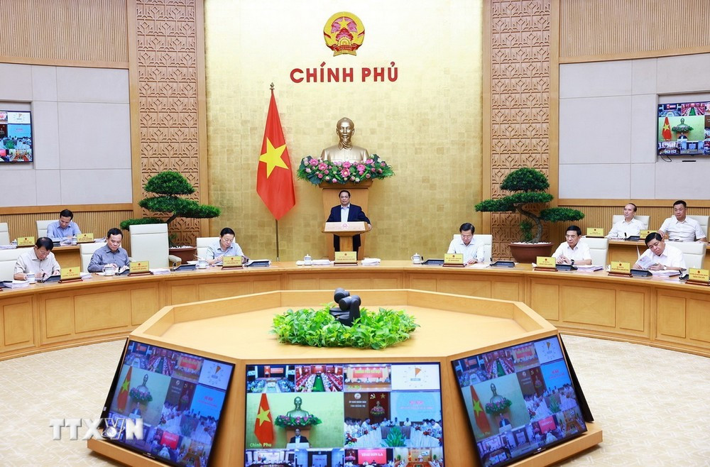 Thủ tướng Phạm Minh Chính chủ trì Phiên họp Chính phủ thường kỳ tháng 6 năm 2024. (Ảnh: Dương Giang/TTXVN)