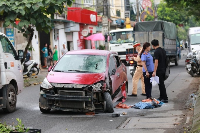 Chiếc xe ôtô gây tai nạn. Ảnh: Việt An