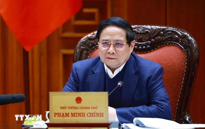 Thủ tướng Phạm Minh Chính chủ trì cuộc họp. (Ảnh: Dương Giang/TTXVN)