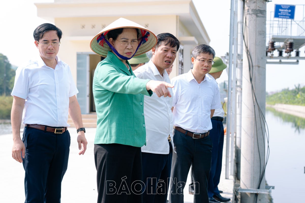 Đồng chí Bí thư Tỉnh ủy Lê Thị Thủy kiểm tra công tác phòng chống lụt bão tại một số điểm trọng yếu trên địa bàn