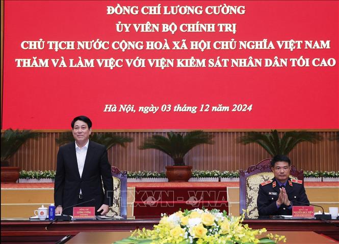 Chủ tịch nước Lương Cường làm việc với Viện Kiểm sát nhân dân tối cao