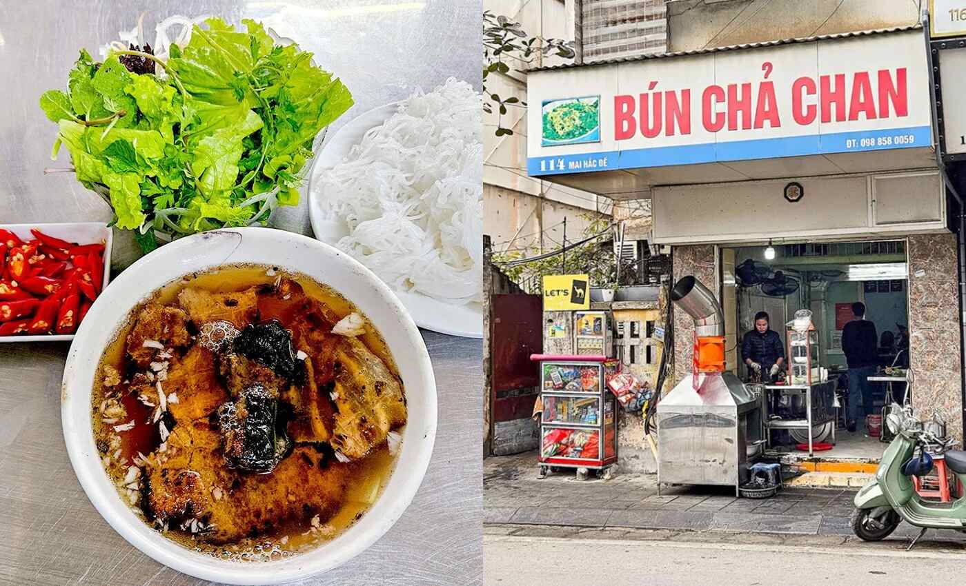 Quán bún chả chan trên đường Mai Hắc Đế là một trong những quán bún chả đầu tiên tại Hà Nội. Ảnh: Michelin Guide