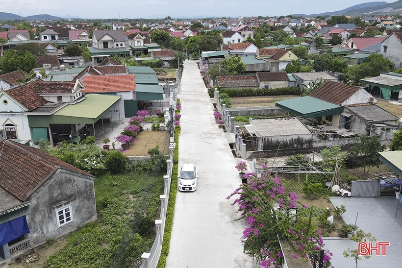 Hoa giấy nở tím miền quê nông thôn mới kiểu mẫu của Can Lộc