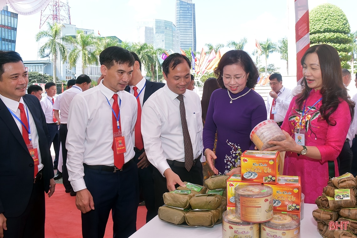 Ấn tượng gian hàng trưng bày sản phẩm nông nghiệp tại Đại hội Hội Nông dân Hà Tĩnh