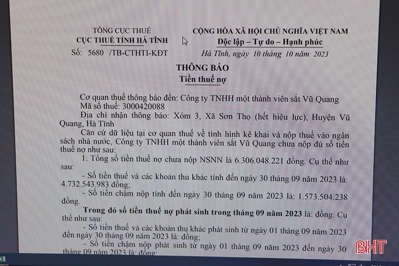 Hà Tĩnh “mạnh tay” xử lý tình trạng chây ì nợ thuế 