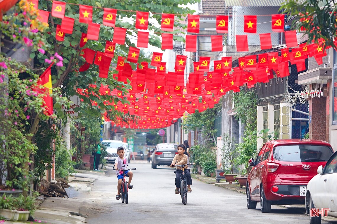 Phố phường Hà Tĩnh rực rỡ cờ hoa mừng 94 năm ngày thành lập Đảng