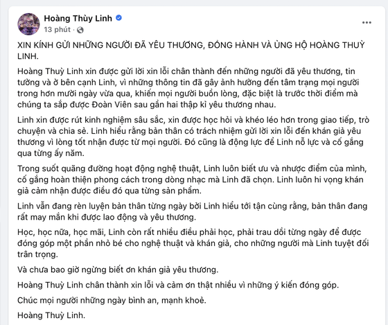 &quot;Tâm thư&quot; của Hoàng Thùy Linh gửi khán giả ngày 18-9 ảnh 2