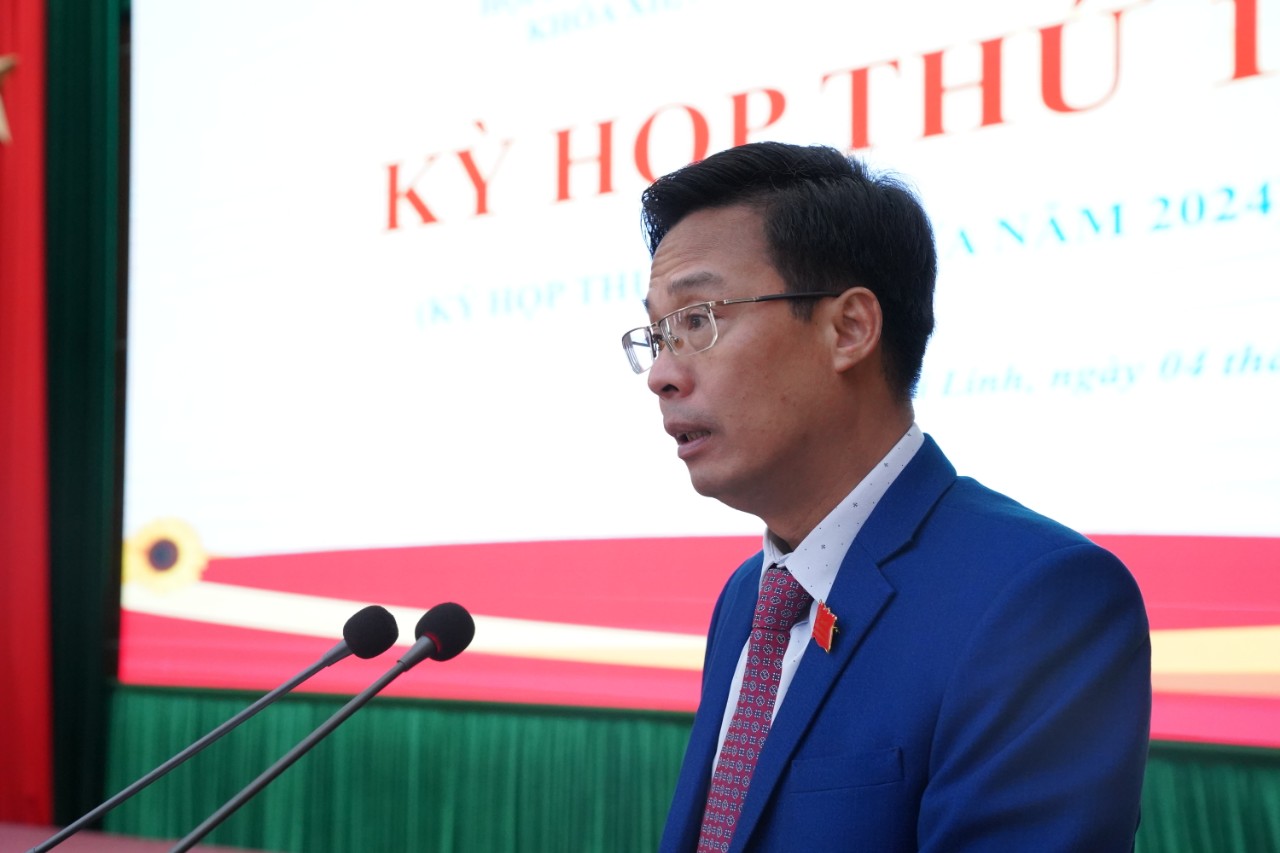Bí thư Huyện ủy, Chủ tịch HĐND huyện Di Linh phát biểu khai mạc kỳ họp