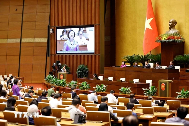 La Ministra del Interior, Pham Thi Thanh Tra, responde preguntas. (Foto: Doan Tan/VNA)