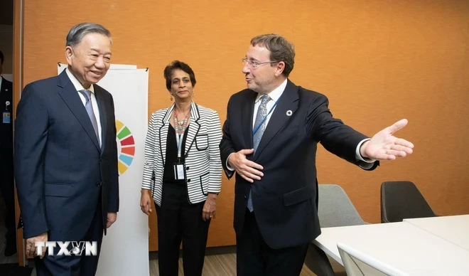 Tổng Giám đốc Chương trình Phát triển Liên hợp quốc (UNDP) Achim Steiner tại cuộc gặp với Tổng Bí thư, Chủ tịch nước Tô Lâm ở New York. (Ảnh: UNDP)