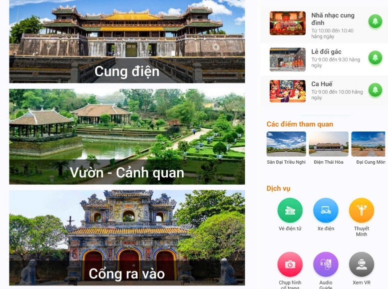 Thông tin hiển thị trên app di tích Huế - Ảnh: VGP