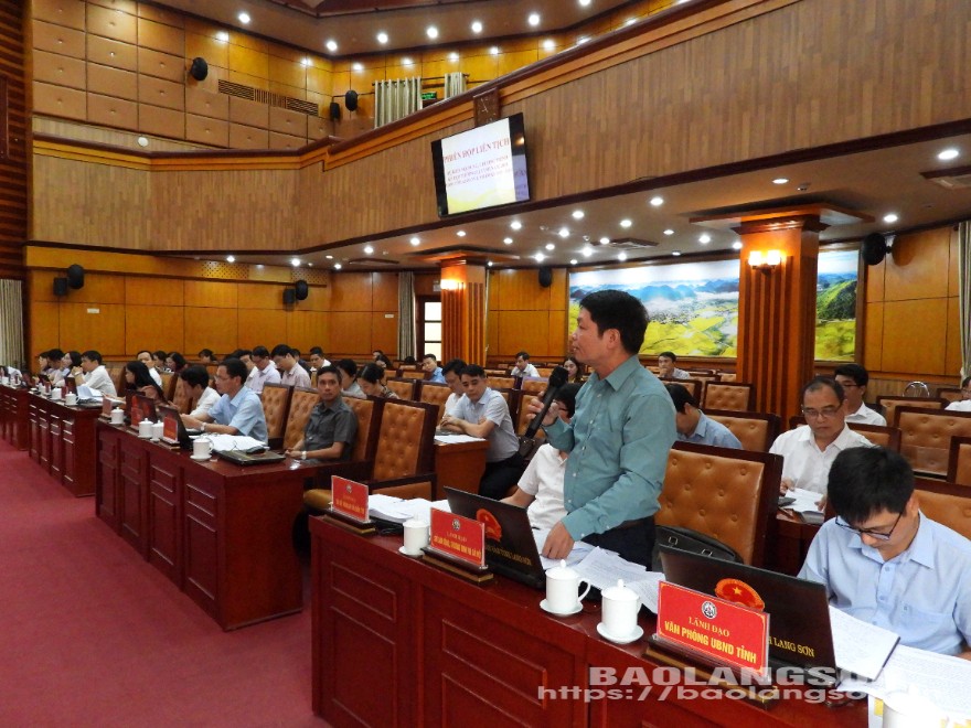 Đại diện lãnh đạo Sở Lao động-Thương binh và Xã hội tỉnh phát biểu tại phiên họp liên tịch