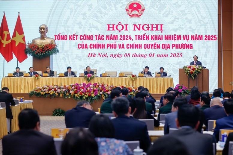 Thủ tướng nêu rõ, năm 2025 là năm cuối của Kế hoạch 5 năm 2021 - 2025, chúng ta phải rà soát các chỉ tiêu, nhiệm vụ của cả 5 năm để phát huy, làm tốt hơn với những chỉ tiêu đã đạt và vượt - Ảnh: VGP/Nhật Bắc