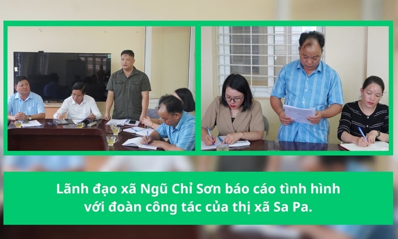 xã Ngũ Chỉ Sơn báo cáo với đoàn công tác của thị xã Sa Pa.jpg