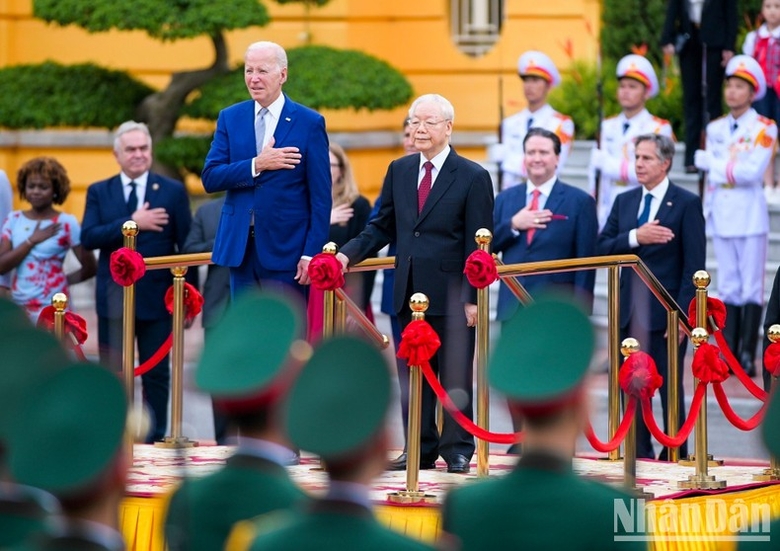 Tổng Bí thư Nguyễn Phú Trọng chủ trì Lễ đón chính thức Tổng thống Hoa Kỳ Joe Biden, ngày 10/9/2023. ảnh 2