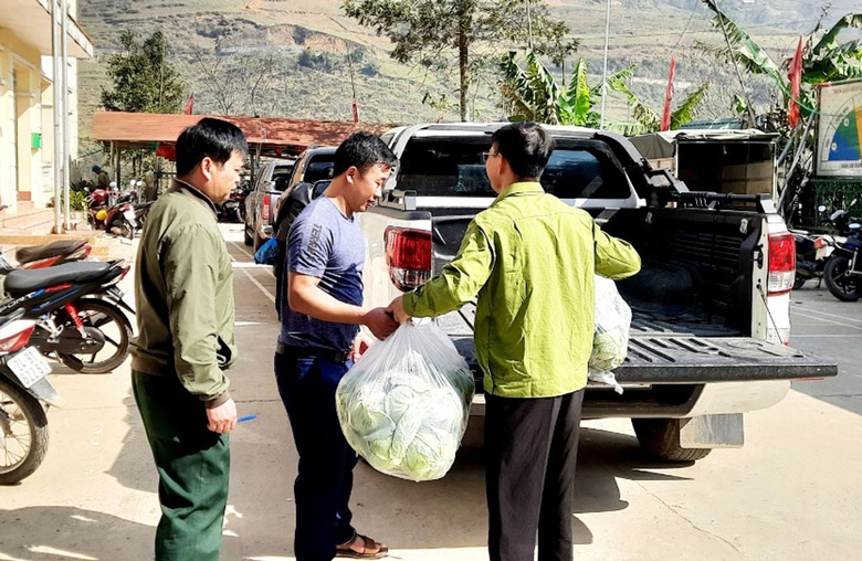 Tiếp nhận rau các loại từ người dân phường Ô Quý Hồ và phường Hàm Rồng ủng hộ.jpg