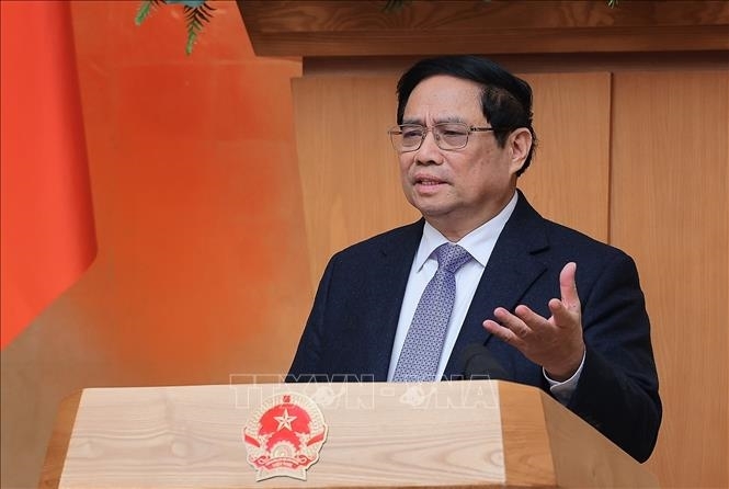 Thủ tướng Phạm Minh Chính kết luận phiên họp Chính phủ thường kỳ tháng 2 năm 2024. Ảnh: Dương Giang-TTXVN