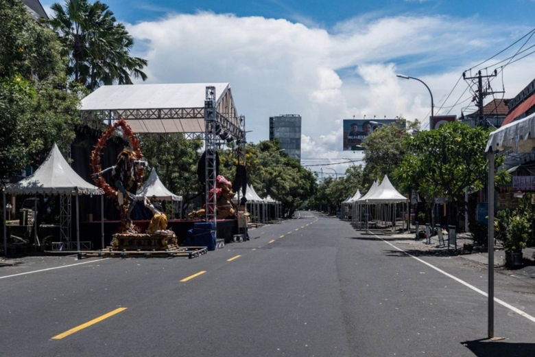 Khung cảnh đường phố ở Bali, Indonesia vào ngày Nyepi năm 2023.