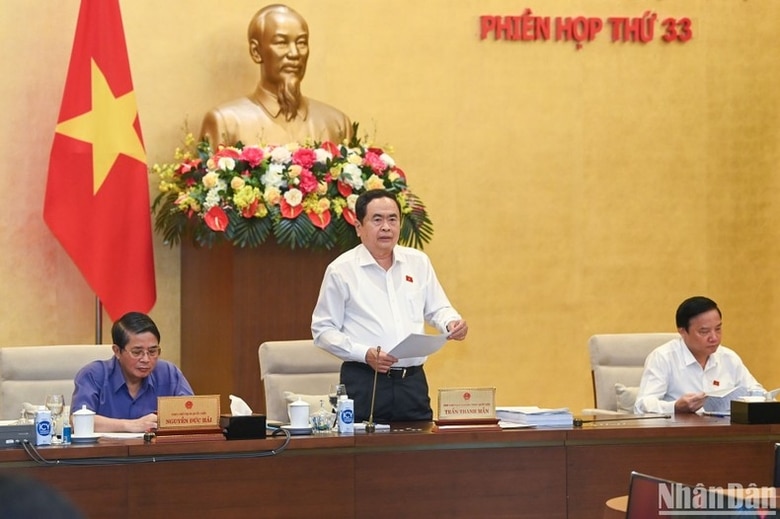 Phó Chủ tịch Thường trực Quốc hội Trần Thanh Mẫn phát biểu ý kiến.
